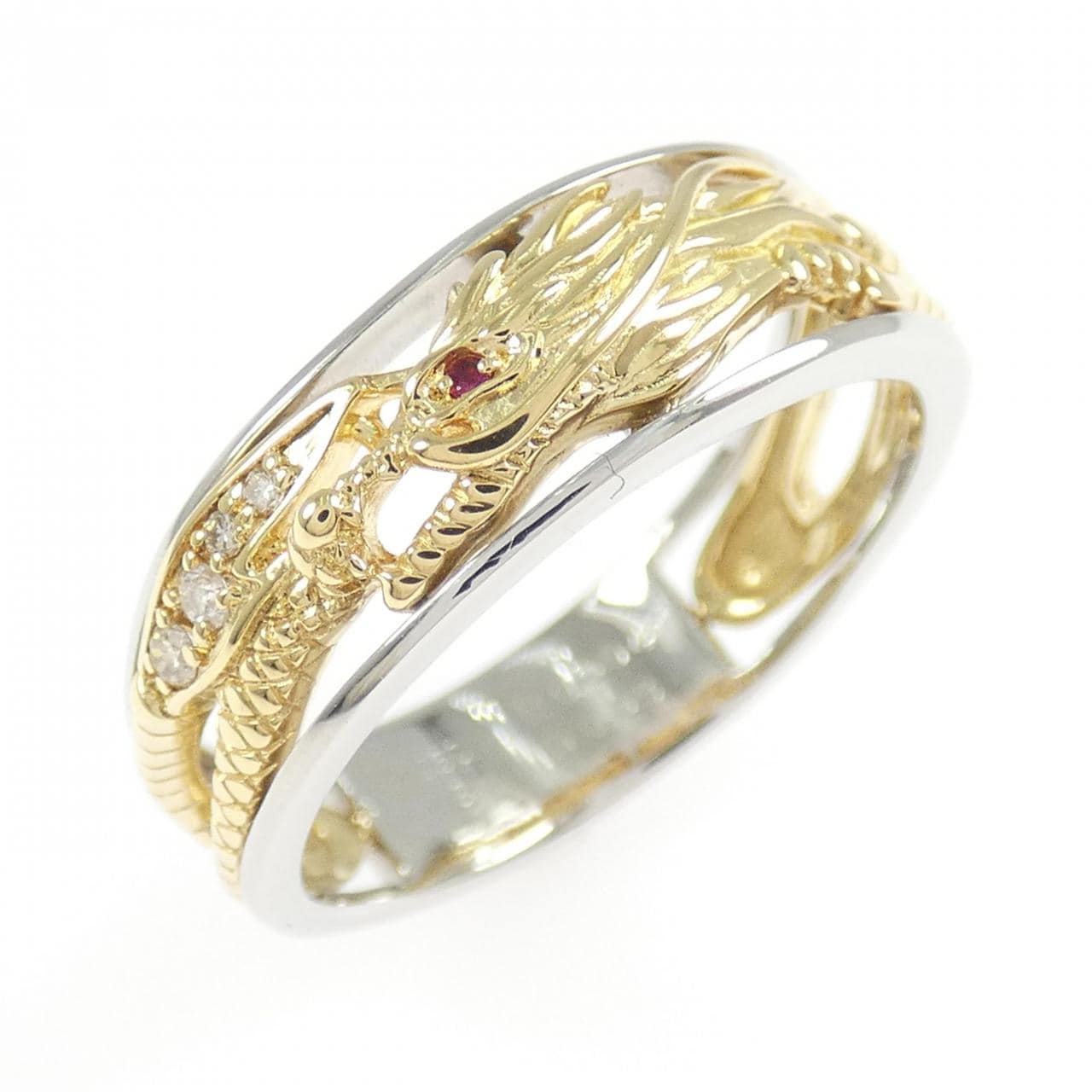 K18YG/PT950 ルビー リング 0.004CT