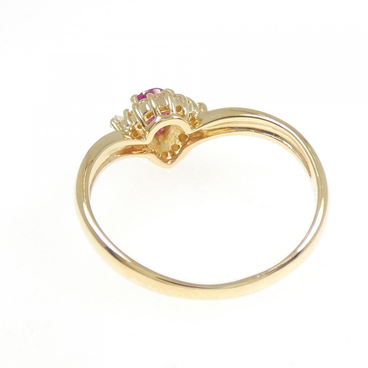 K18YG ルビー リング 0.20CT