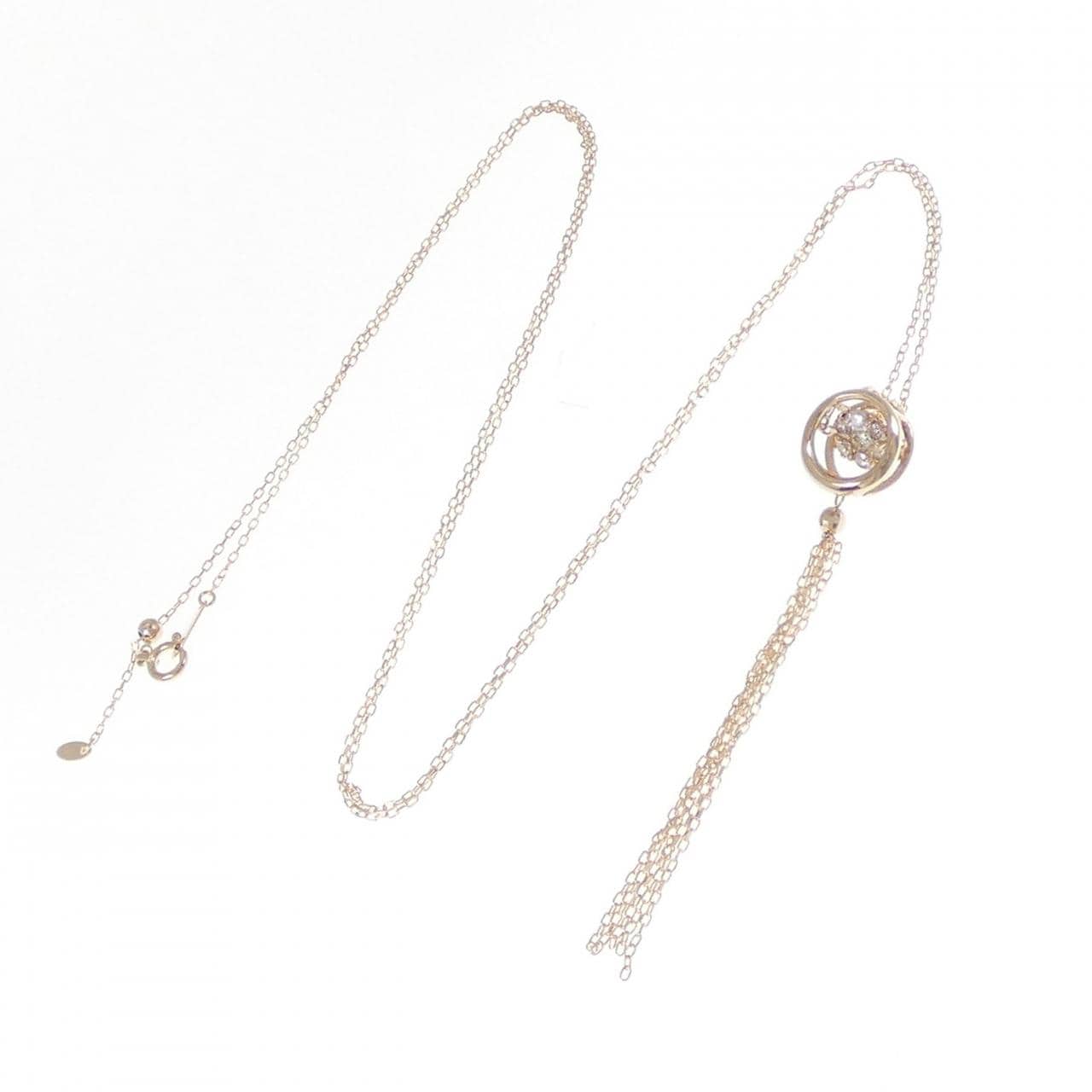 K18PG フラワー ダイヤモンド ネックレス 0.30CT