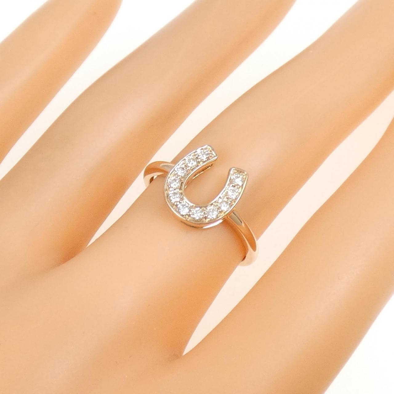 K18PG ホースシュー ダイヤモンド リング 0.20CT