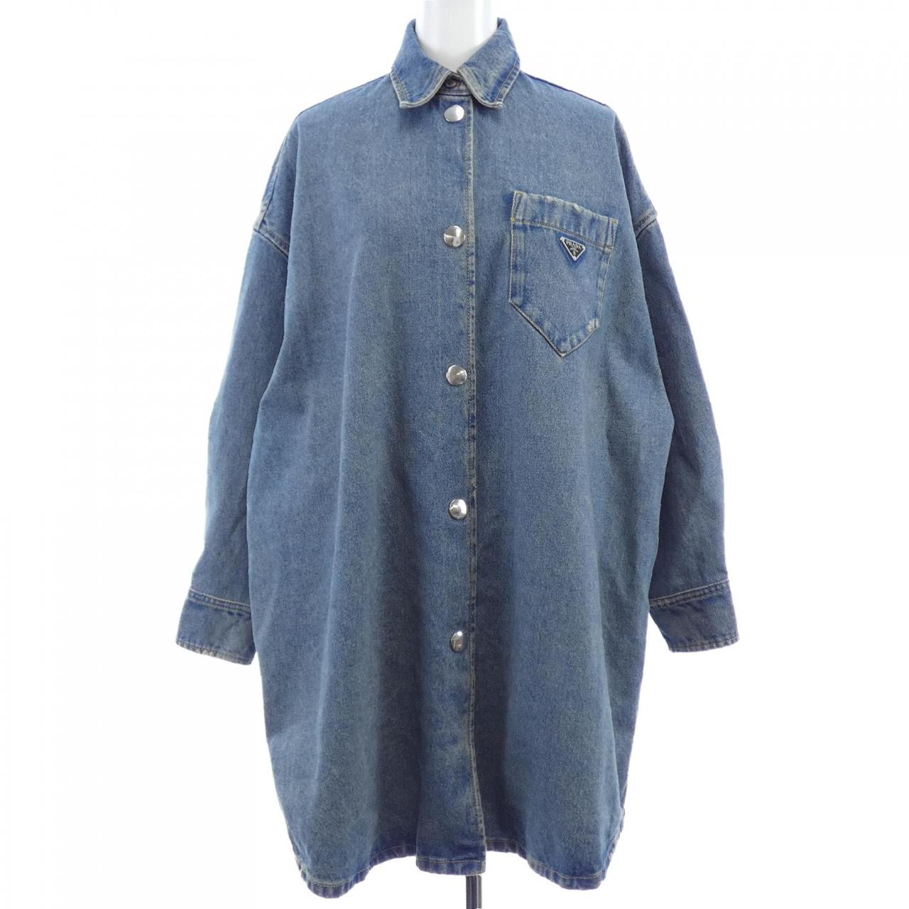 プラダ PRADA オーバーサイズ オーガニックデニム トライアングルロゴ GFC036 SOOO 13Z6 シャツ