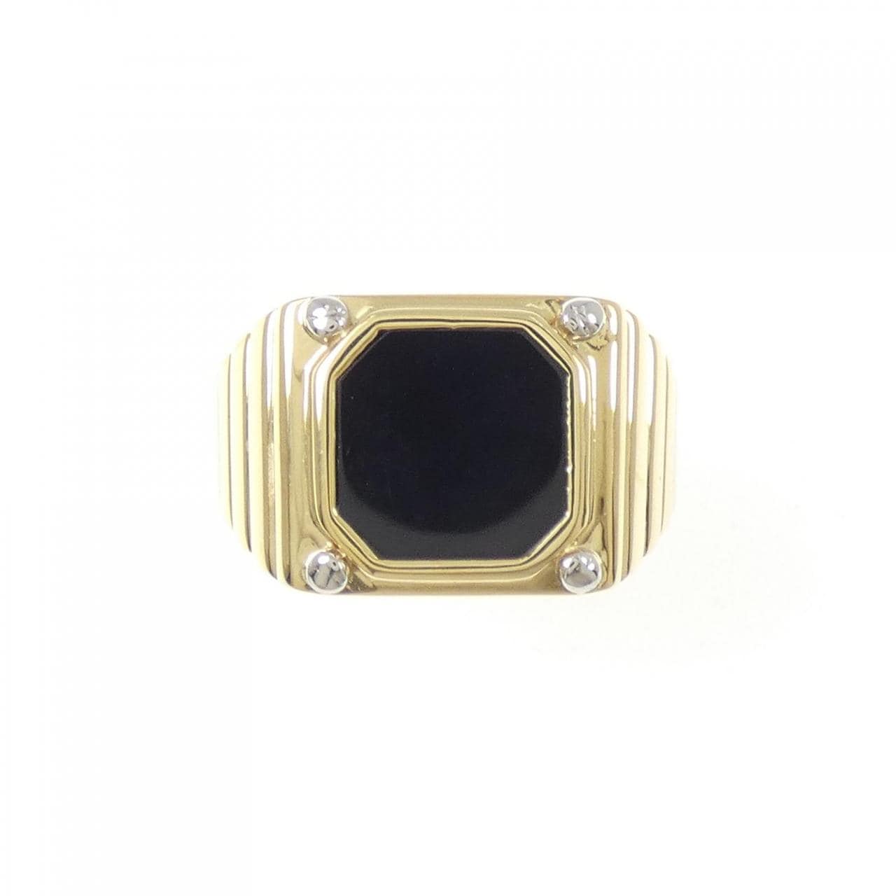 K18YG/PT900 オニキス リング