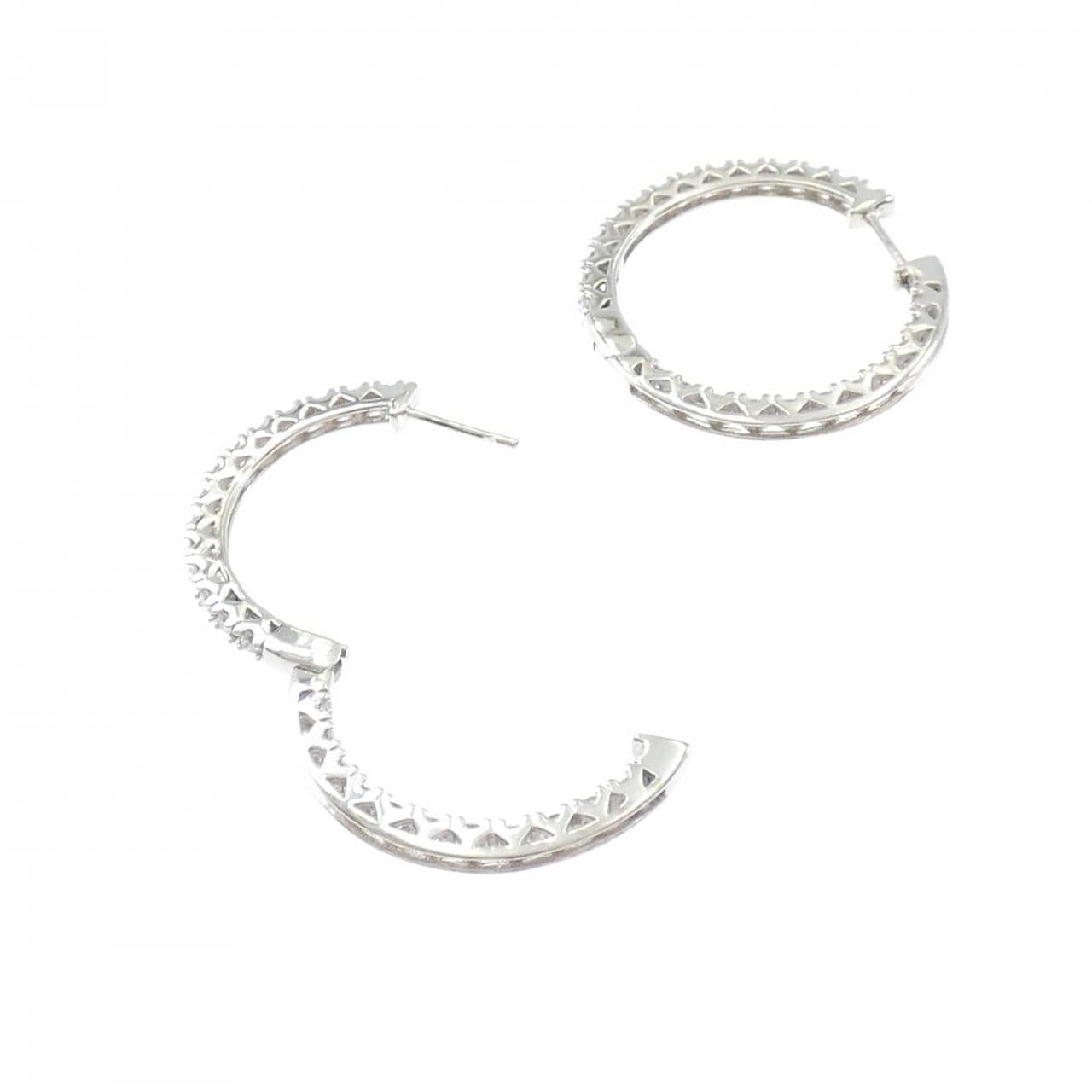 K18WG フープ ダイヤモンド ピアス 2.00CT