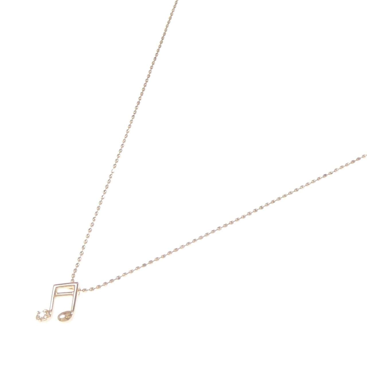 K18PG 音符 ダイヤモンド ネックレス 0.01CT