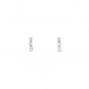 K18WG スリーストーン ダイヤモンド ピアス 0.20CT