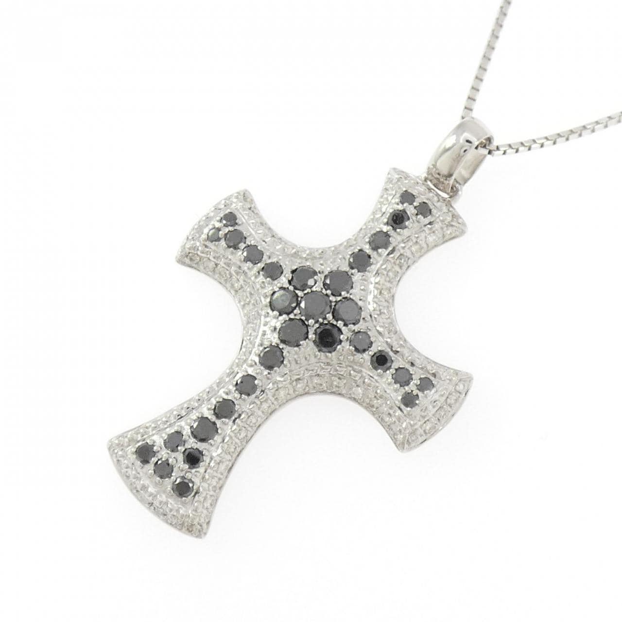 K18WG クロス ダイヤモンド ネックレス 1.45CT