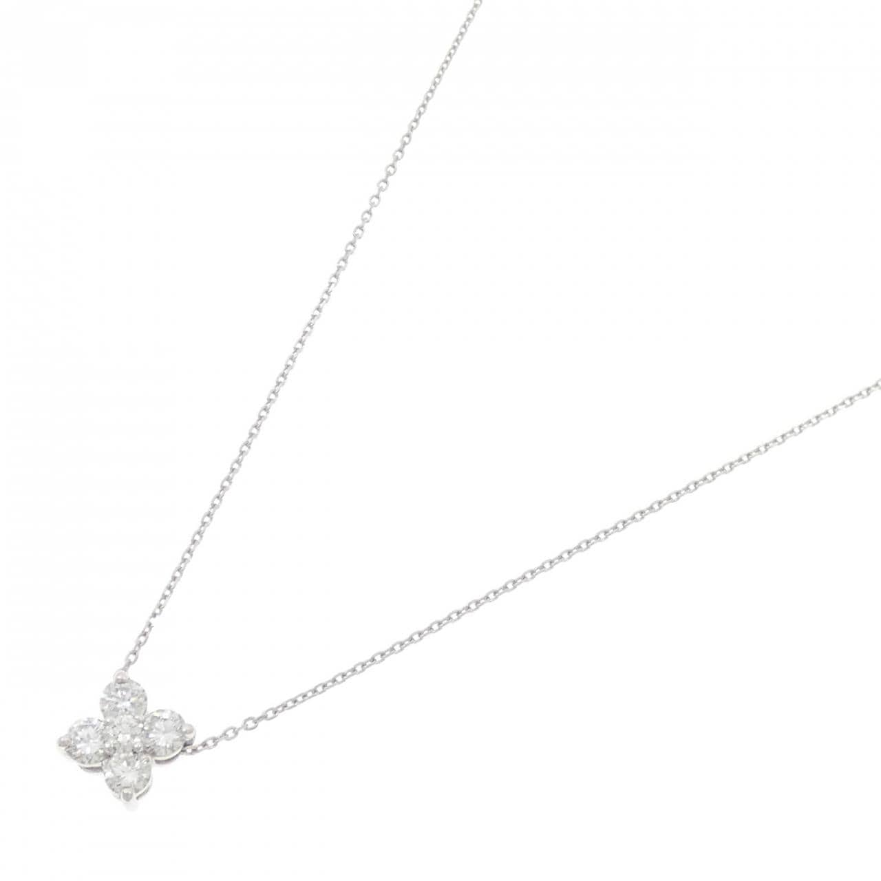 PT900/PT850 フラワー ダイヤモンド ネックレス 0.50CT