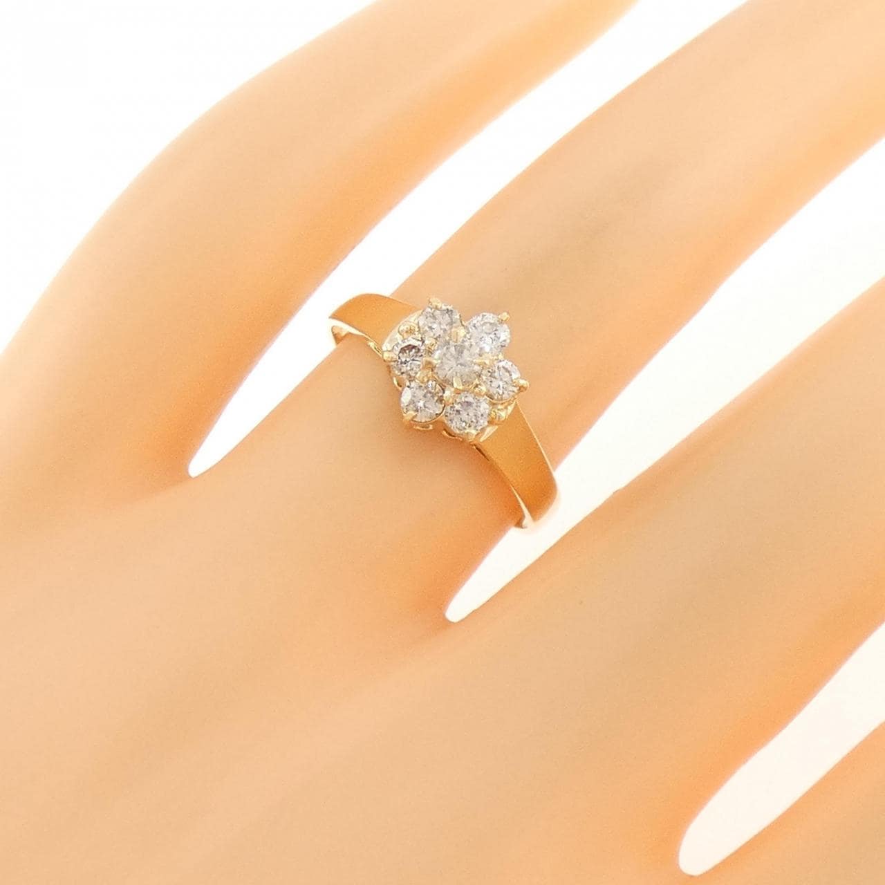 K18YG フラワー ダイヤモンド リング 0.50CT