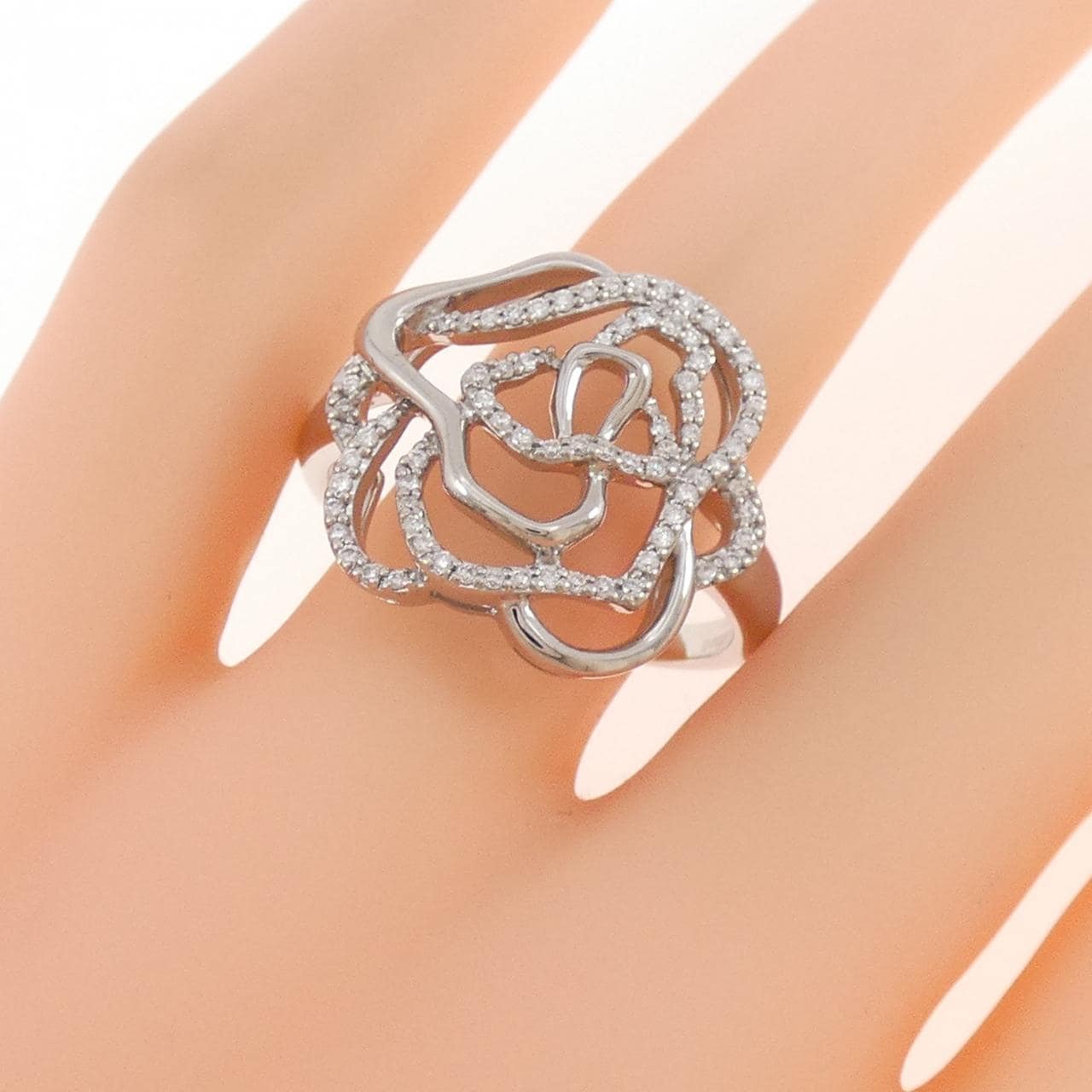 K18WG ローズ ダイヤモンド リング 0.30CT