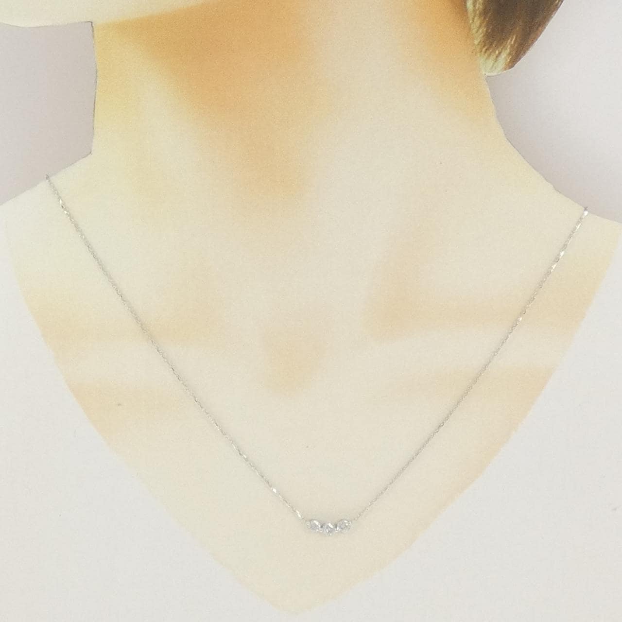 K18WG スリーストーン ダイヤモンド ネックレス 0.50CT