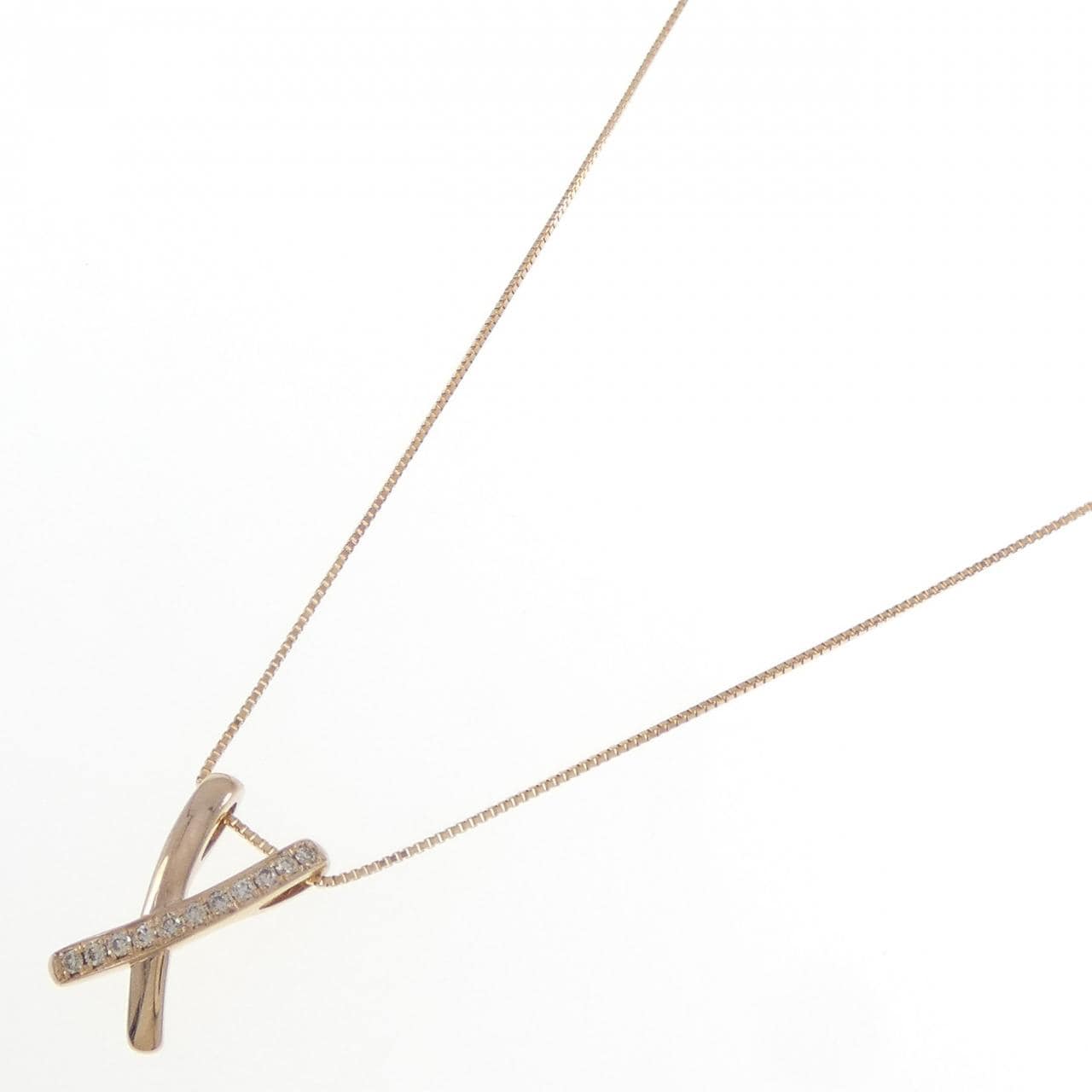 750PG/K18PG ダイヤモンド ネックレス 0.16CT