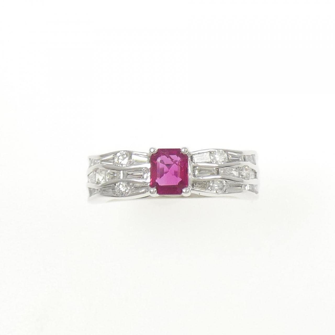 K18WG ルビー リング 0.40CT