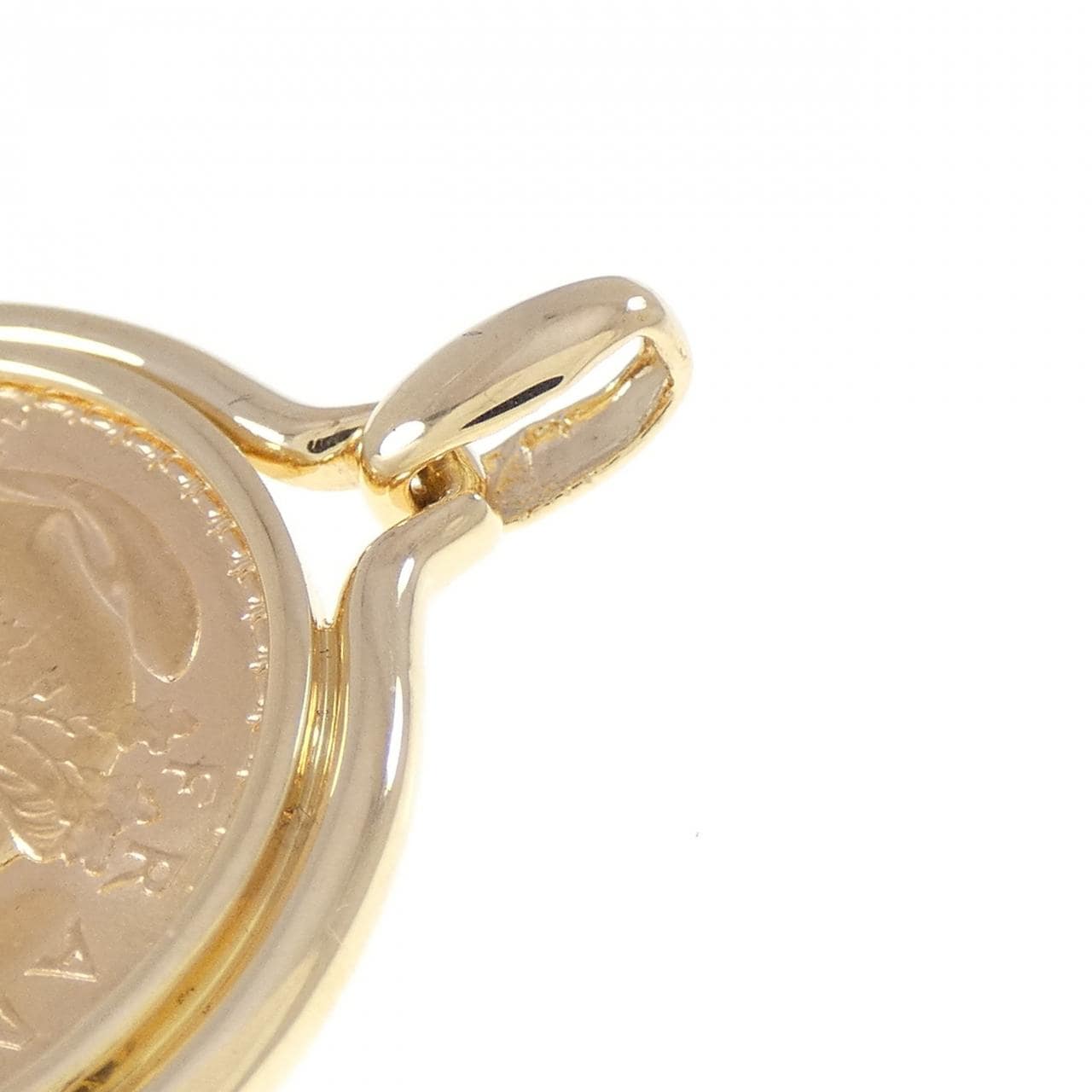 750YG(枠) ダイヤモンド コイン ペンダント 0.03CT