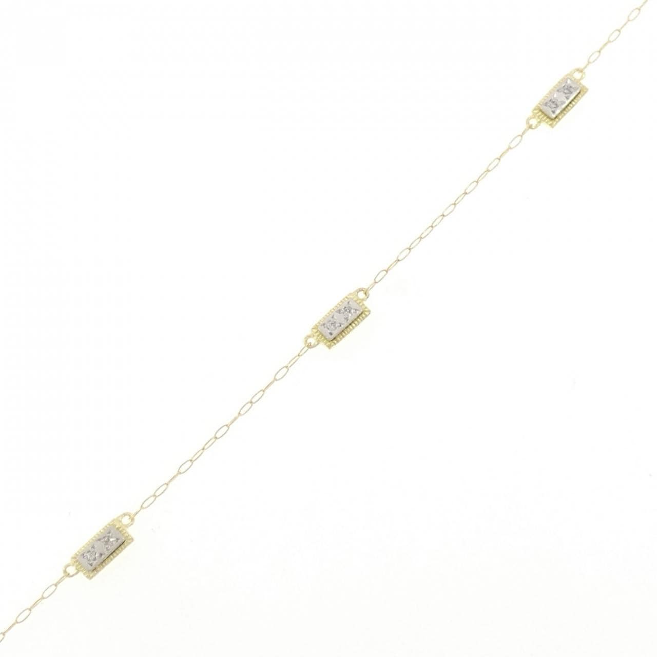 K18YG/PT900/PT850 ダイヤモンド ブレスレット 0.04CT