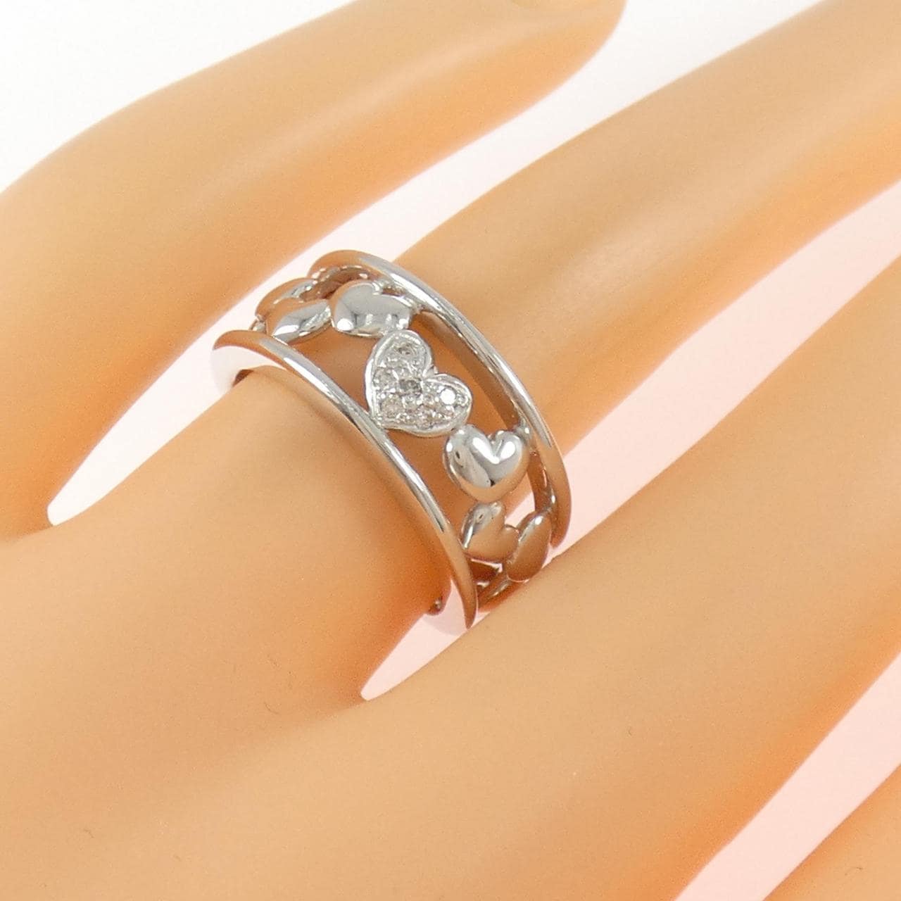 K18WG ハート ダイヤモンド リング 0.04CT