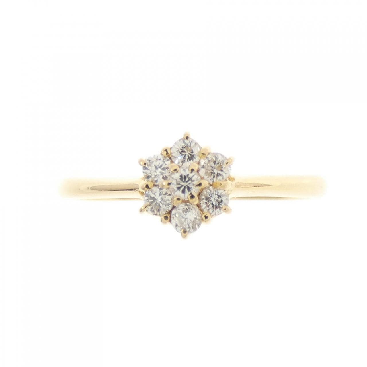 K18YG フラワー ダイヤモンド リング 0.14CT