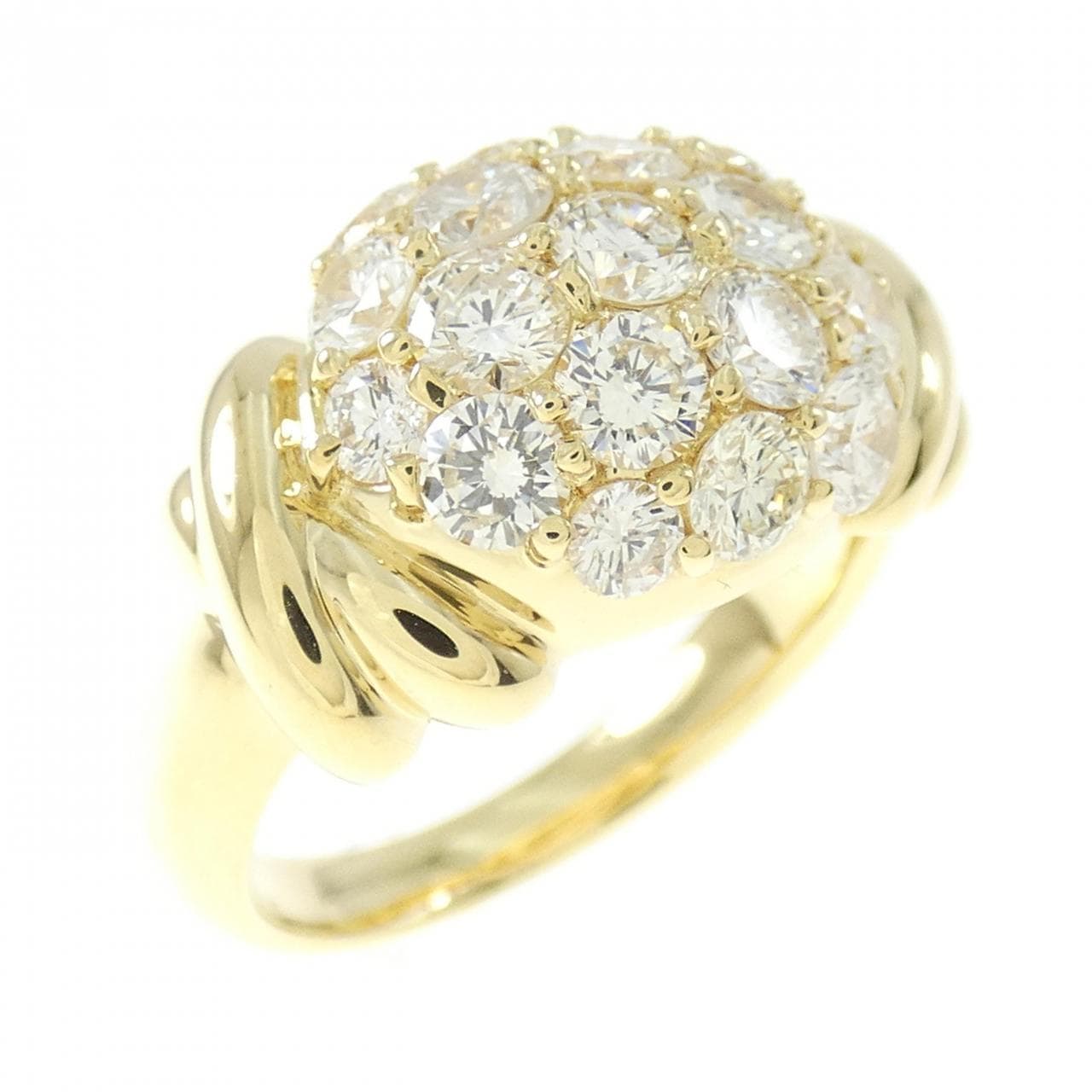 K18YG パヴェ ダイヤモンド リング 1.55CT