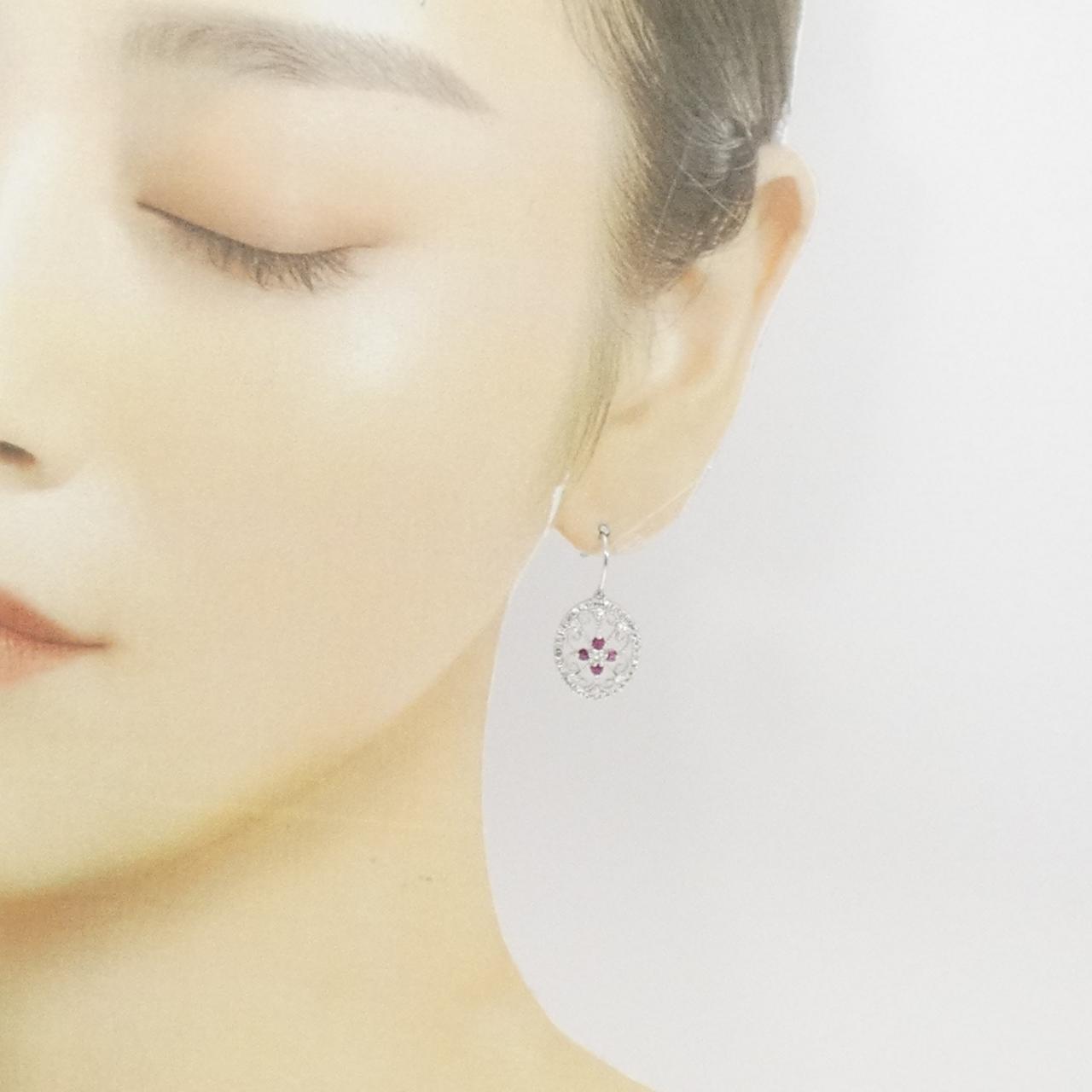 PT900 ルビー ピアス 0.36CT