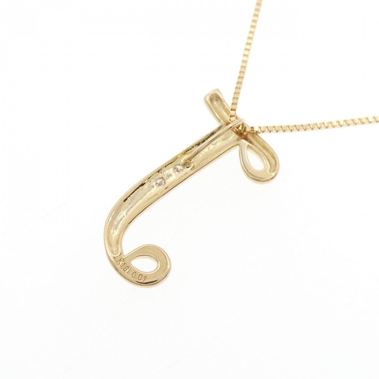 K18YG イニシャルJ ダイヤモンド ネックレス 0.01CT