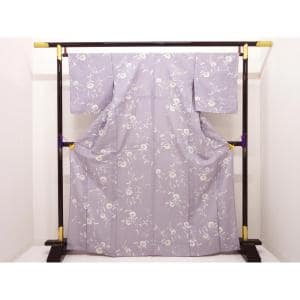 【新品】化繊　単衣　小紋　Ｍサイズ