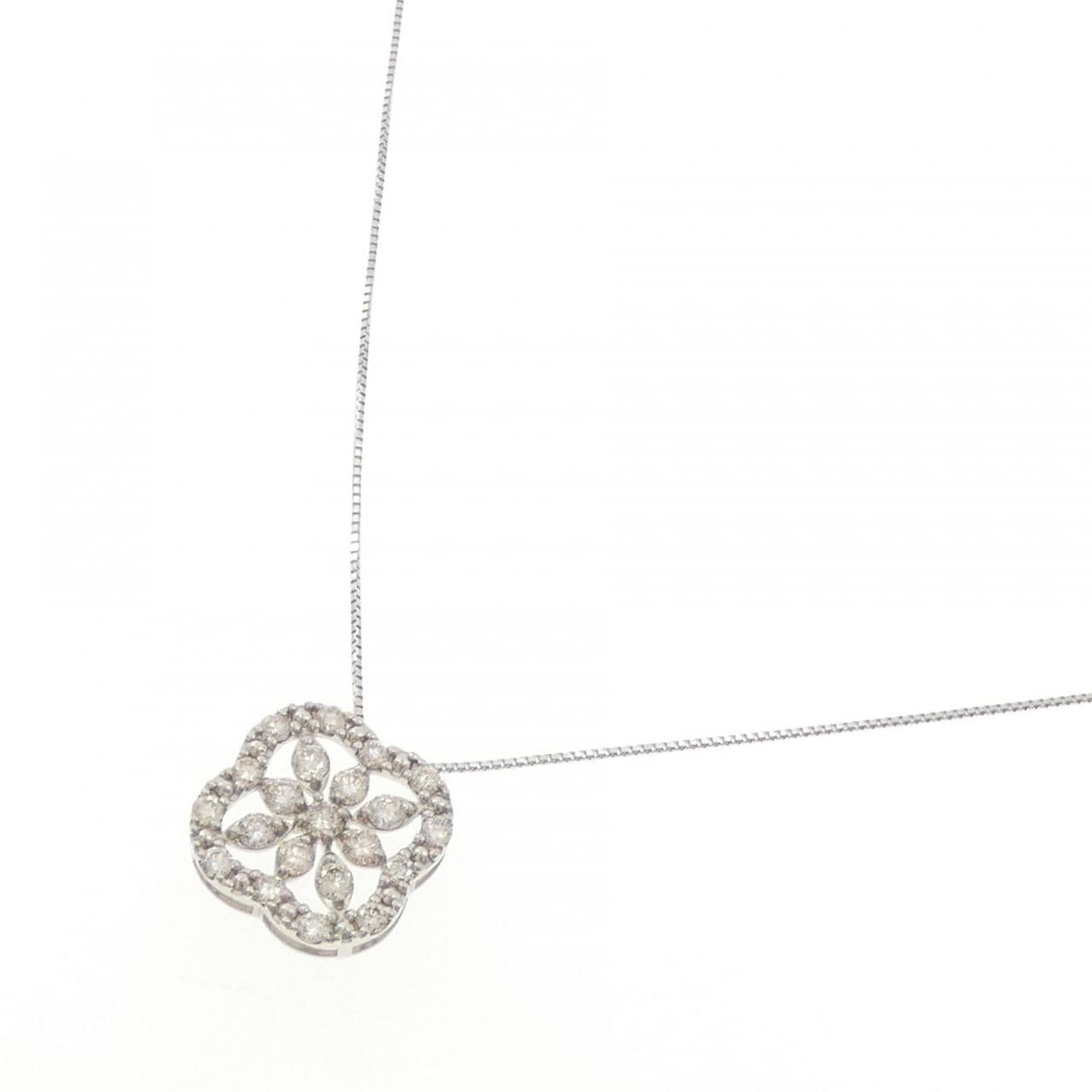 PT900/PT850 フラワー ダイヤモンド ネックレス 1.00CT