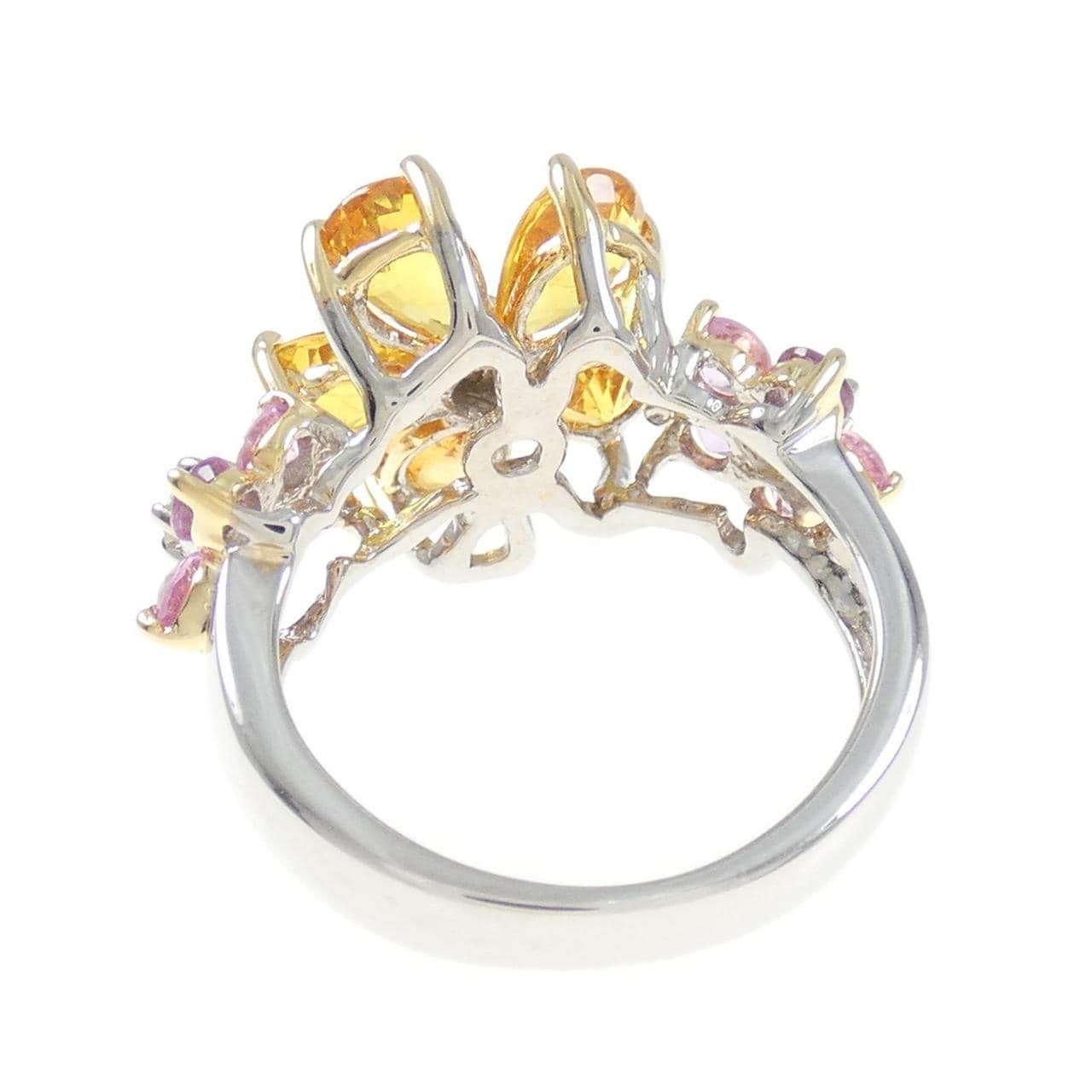 750WG/750YG フラワー サファイヤ リング 3.55CT