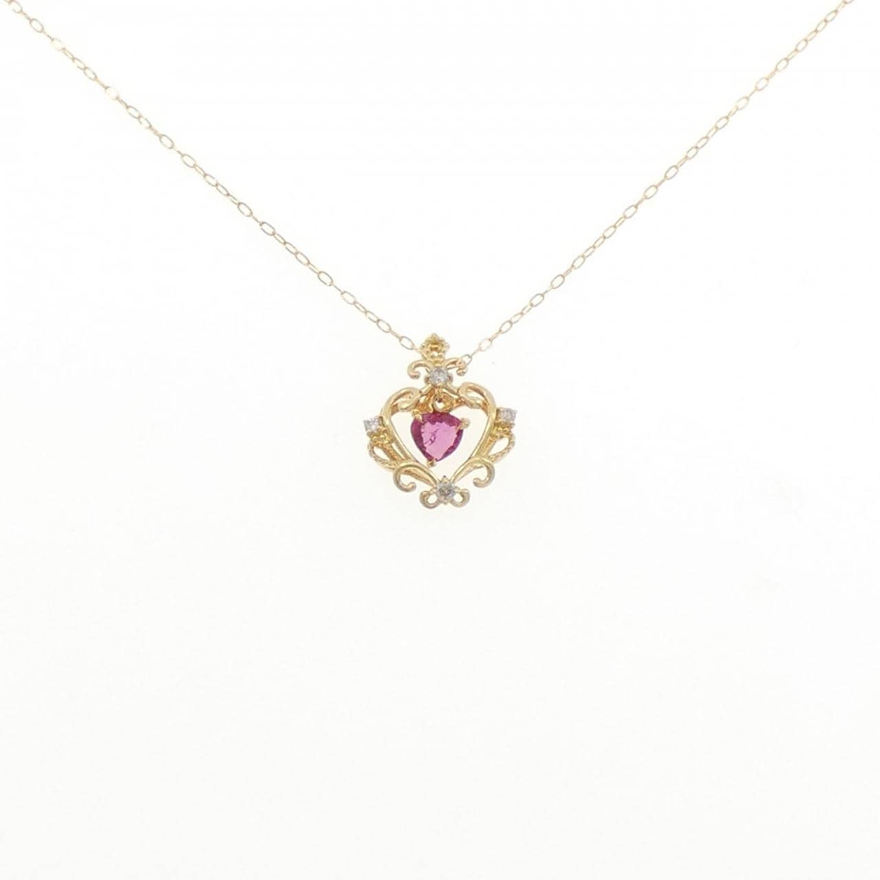 K18YG ハート ルビー ネックレス 0.20CT
