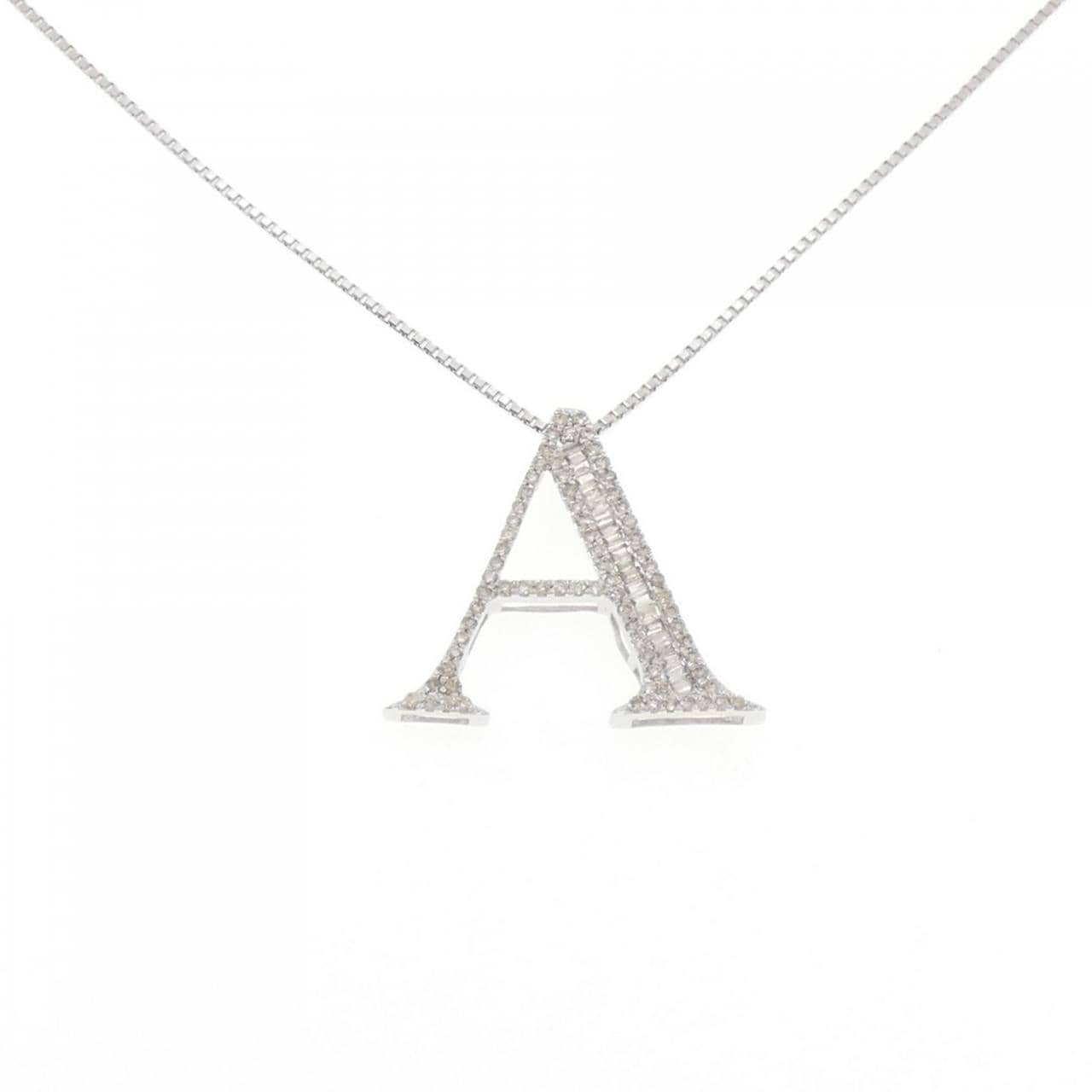 K18WG イニシャルA ダイヤモンド ネックレス 0.50CT