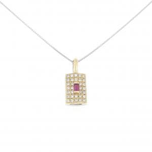 K18YG/K18WG ルビー ネックレス 0.13CT
