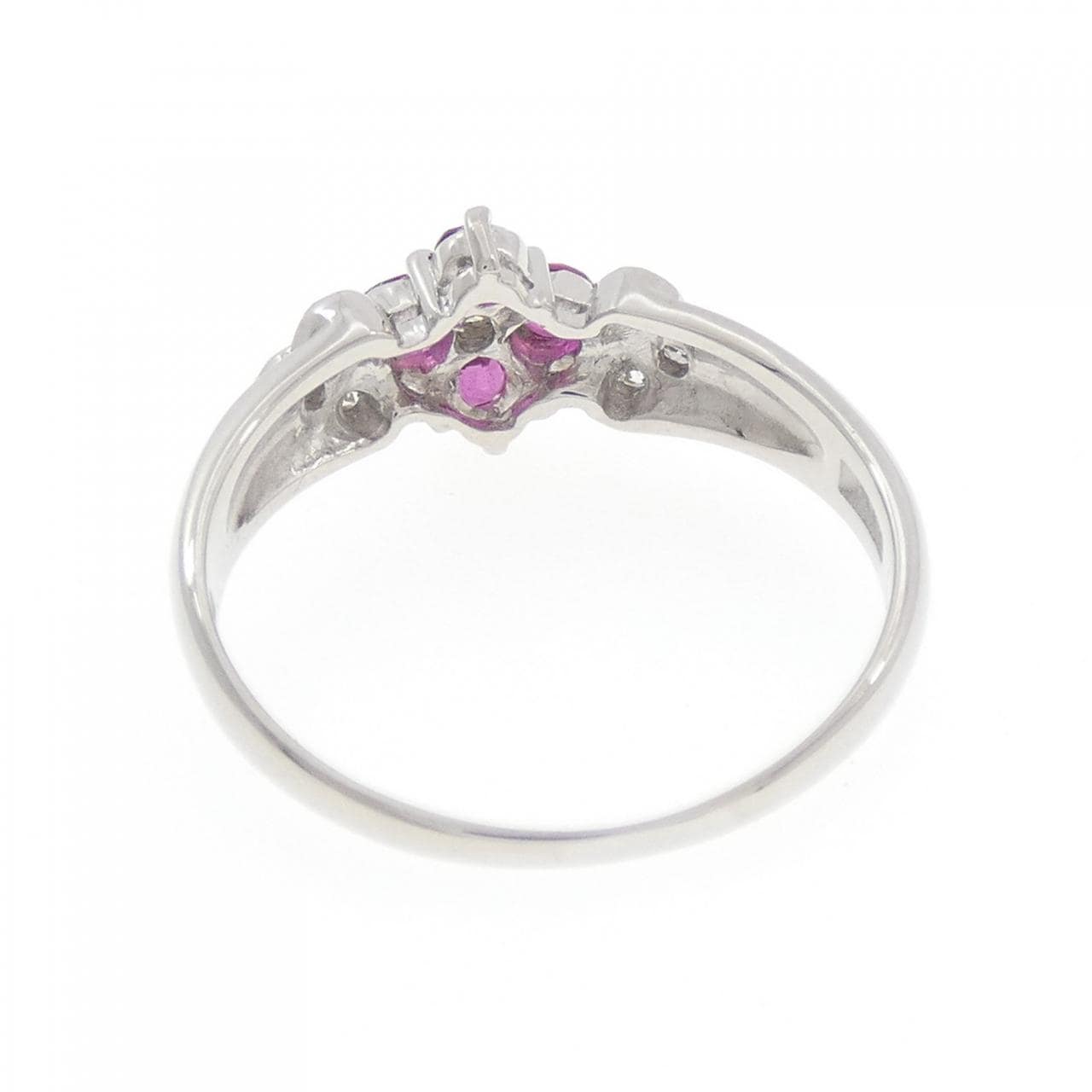 PT900花朵红宝石戒指