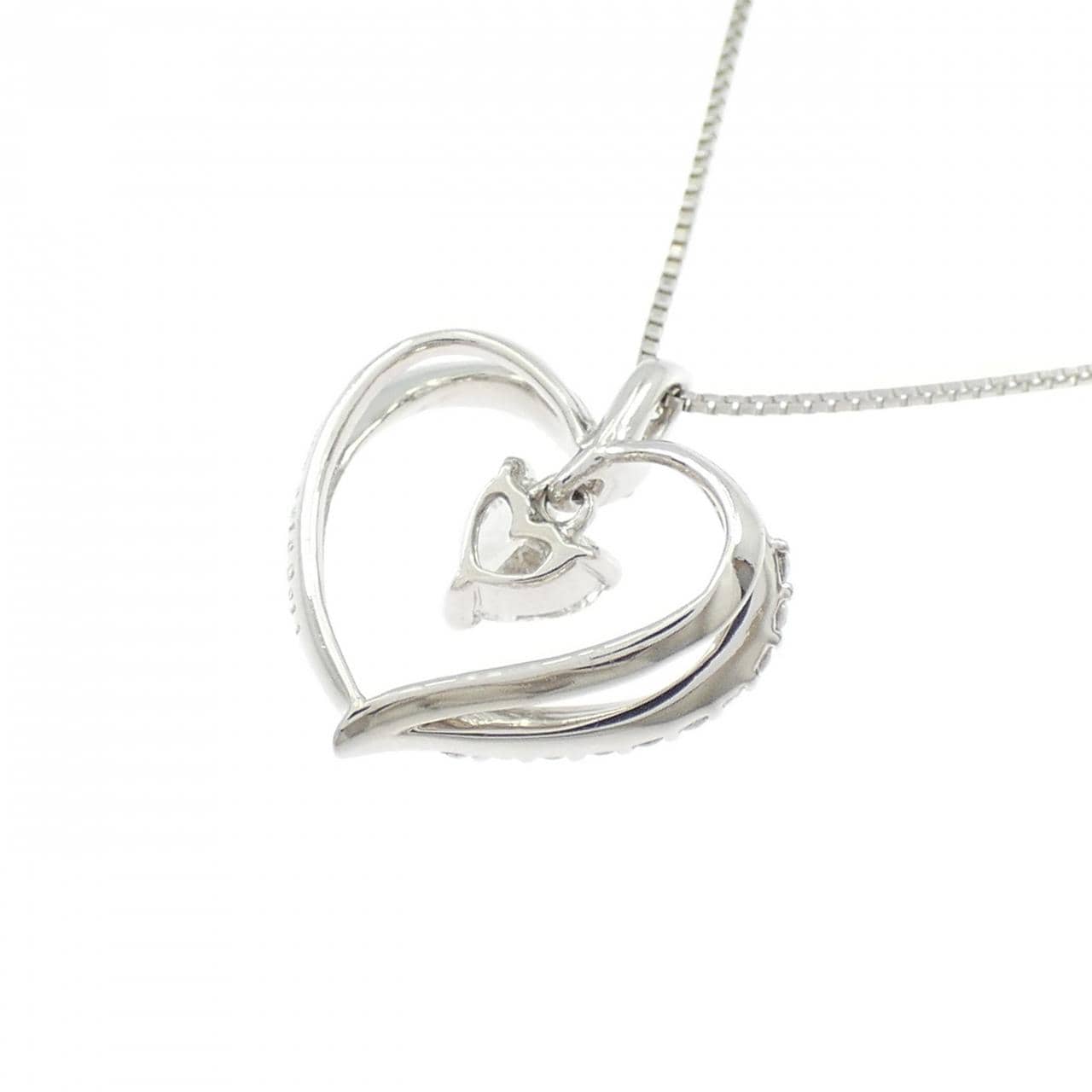 PT900/PT850 ハート ダイヤモンド ネックレス 0.210CT