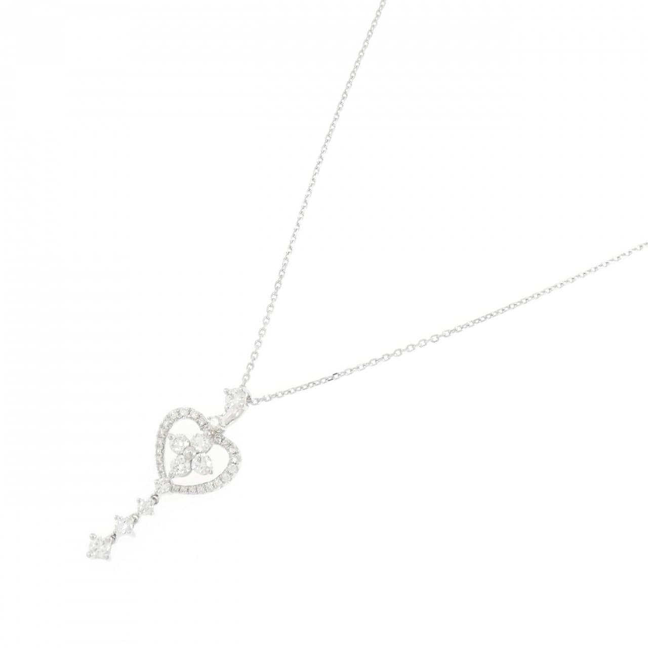 K18WG ハート ダイヤモンド ネックレス 0.50CT