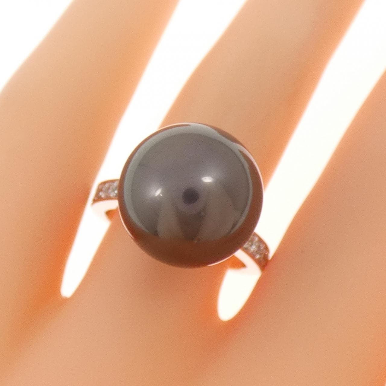 K18WG 黒蝶パール リング 13.3mm