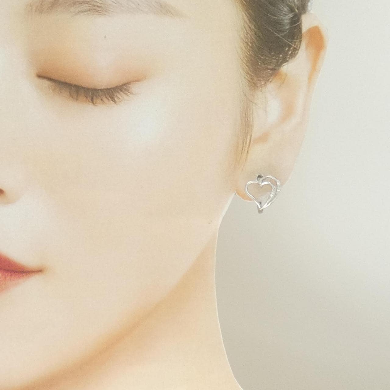 K14WG ハート キュービック ピアス