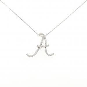 K18WG イニシャルA ダイヤモンド ネックレス 0.21CT