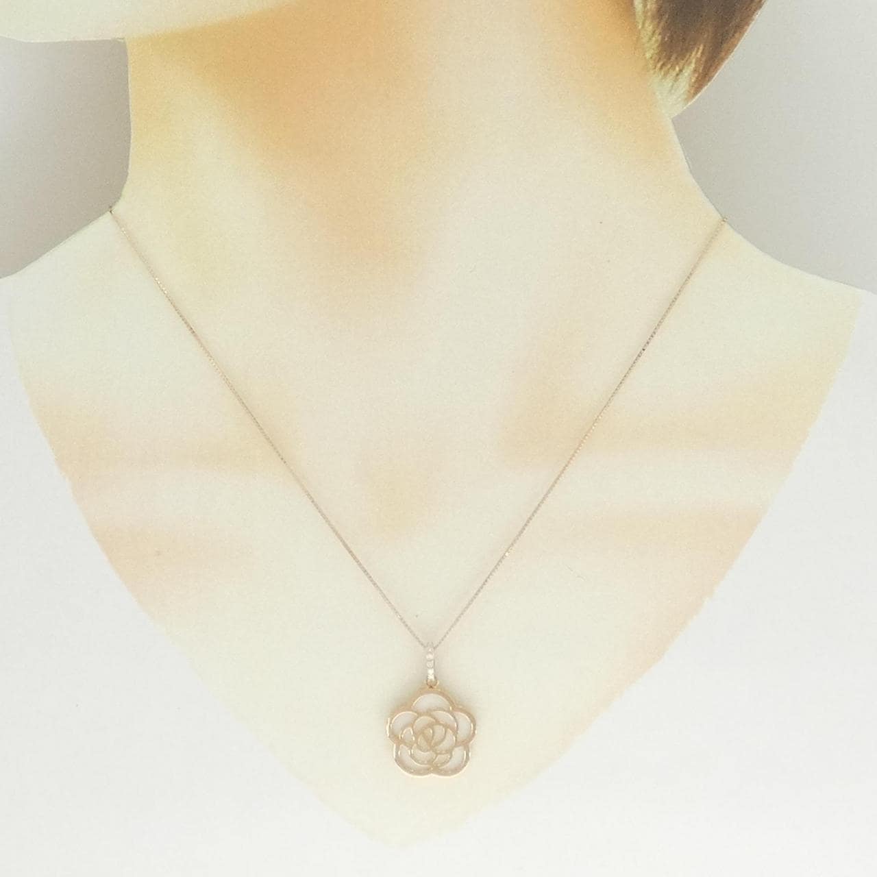 K18PG フラワー サンゴ ネックレス