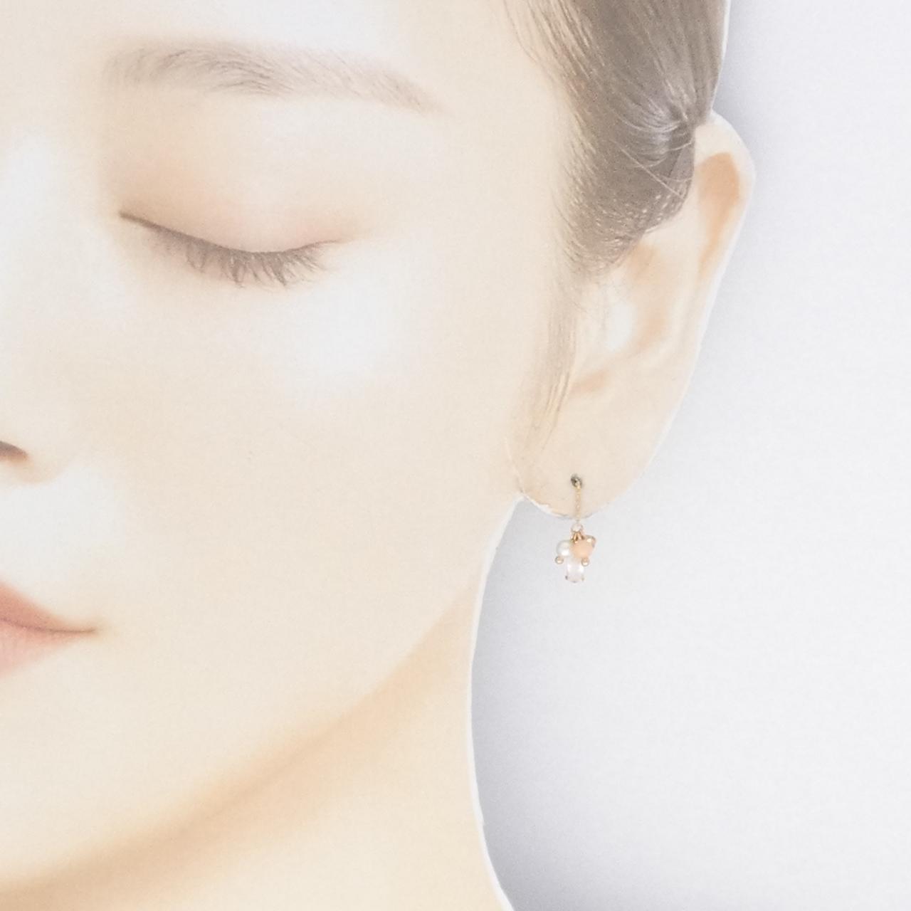 K18PG color stone earrings