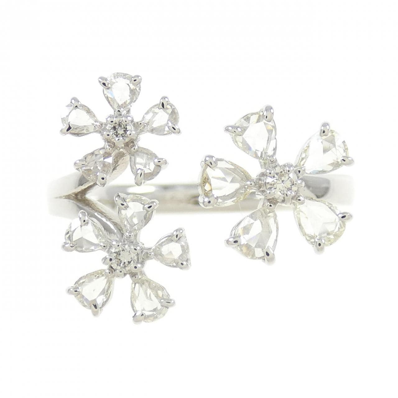 【新品】PT フラワー ダイヤモンド リング 0.48CT