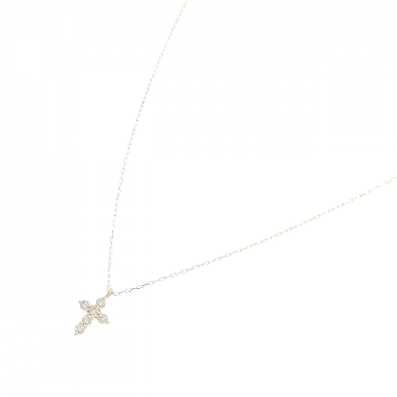 [新品] K18YG 十字钻石项链 0.10CT