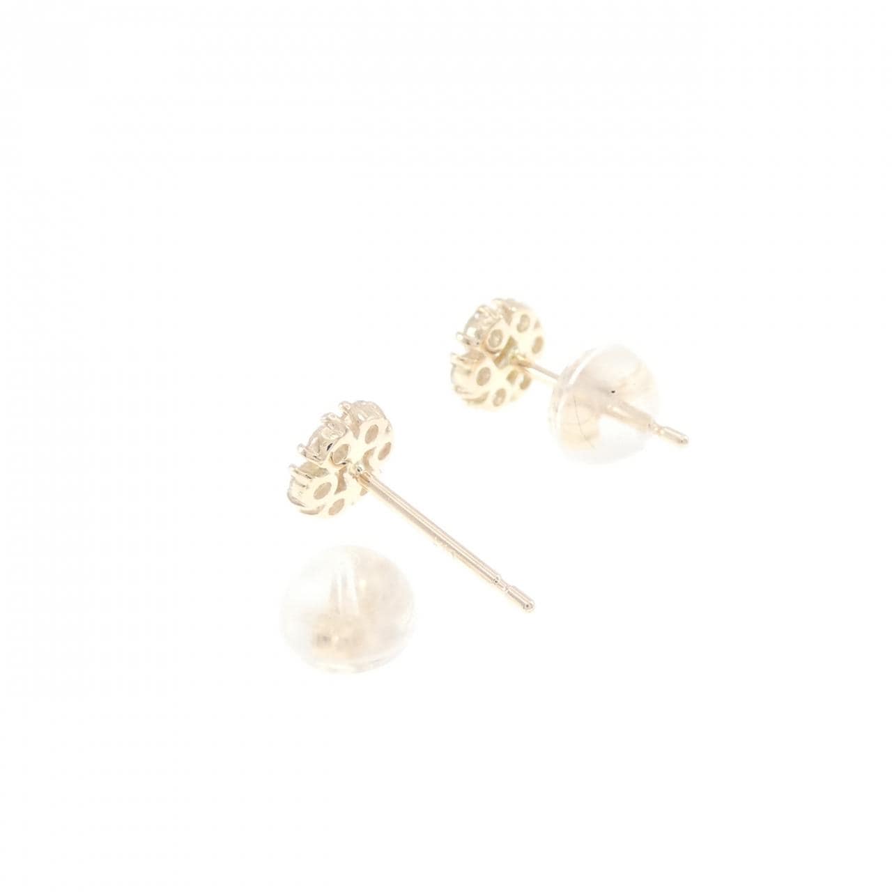 【リメイク】K10YG フラワー ダイヤモンド ピアス 0.30CT