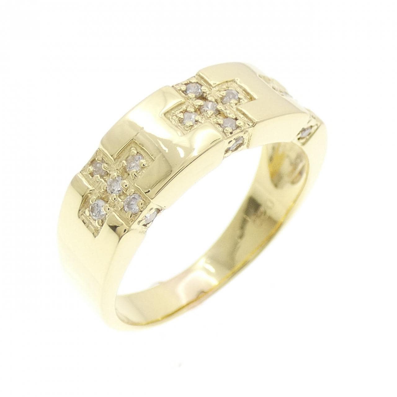 K18YG クロス ダイヤモンド リング 0.20CT