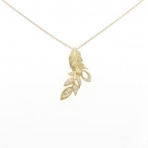 K18YG フェザー ダイヤモンド ネックレス 0.23CT