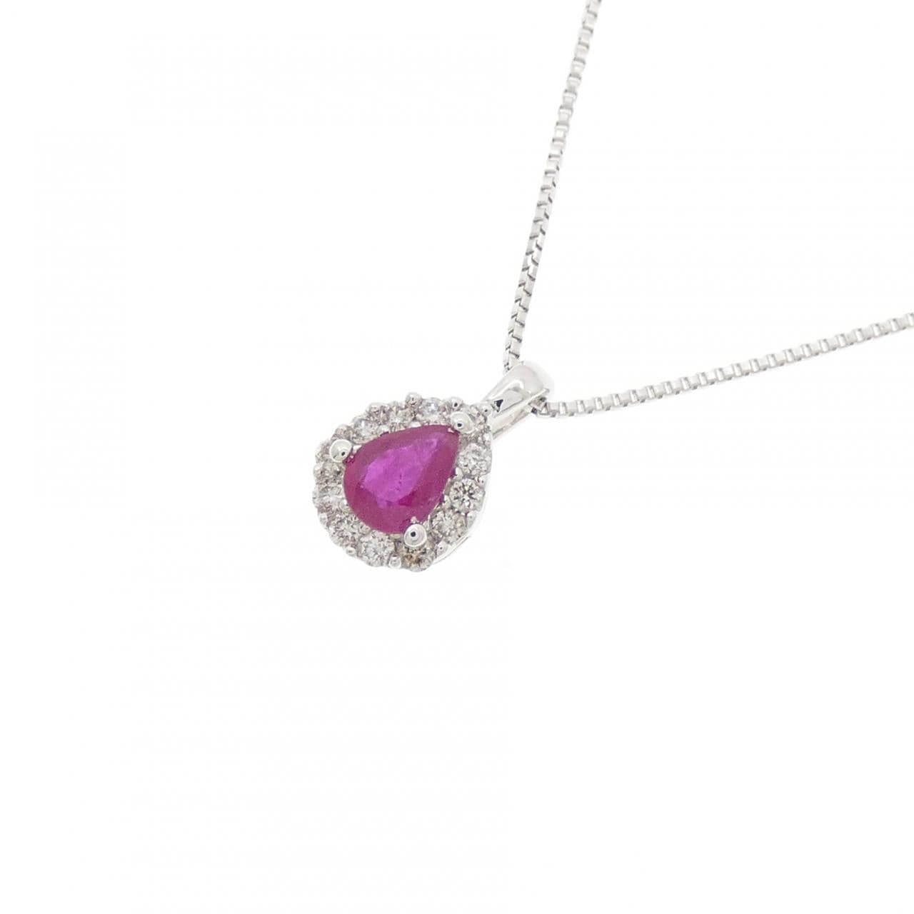 K18WG ルビー ネックレス 0.14CT