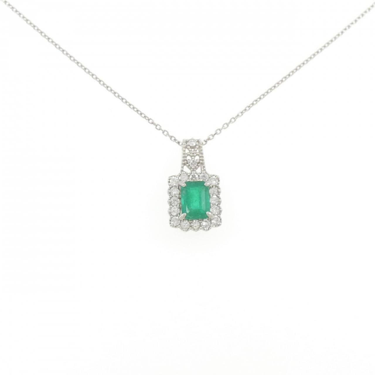 【新品】PT900/PT850 エメラルド ネックレス 0.68CT