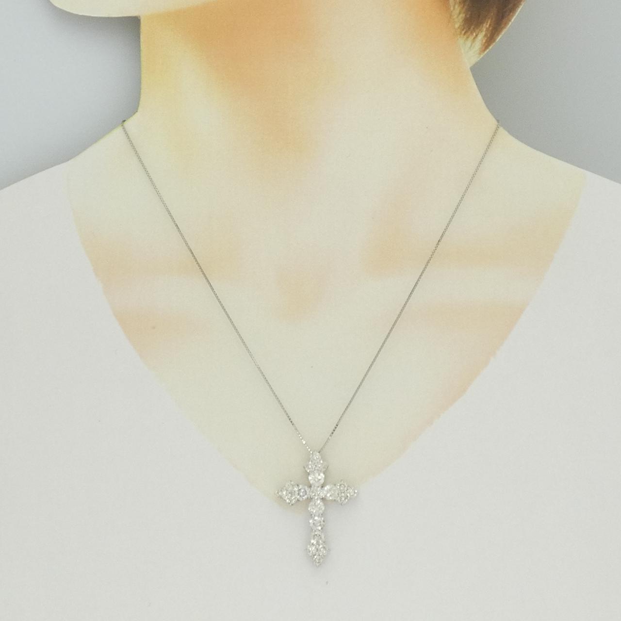 PT900/PT850 クロス ダイヤモンド ネックレス 4.04CT
