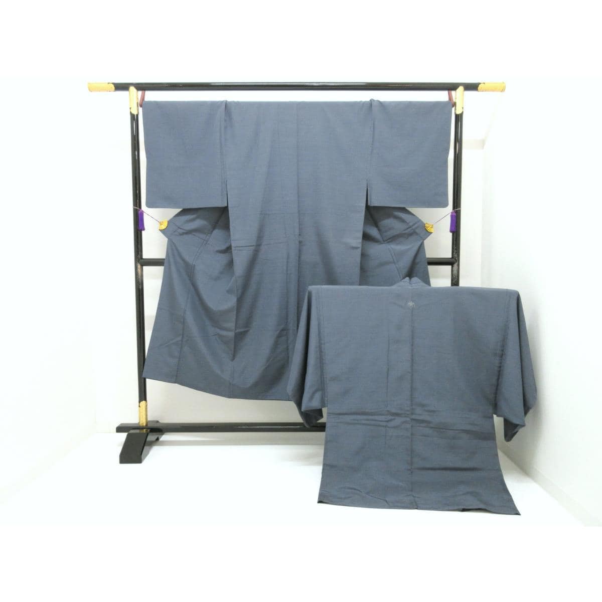 男物　紬織　中陰光琳桐　きもの・羽織　２点セット