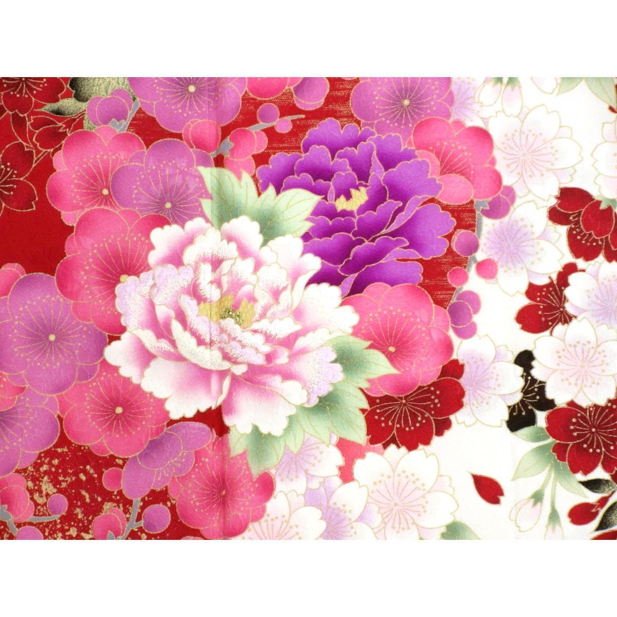 振袖　友禅金彩加工　刺繍入りボカシ染