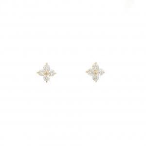 【リメイク】K18YG フラワー ダイヤモンド ピアス 0.30CT