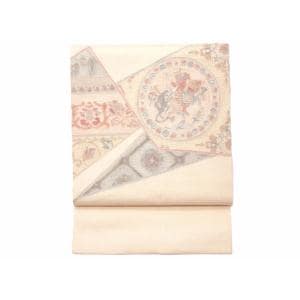 名古屋帯　紬織　汕頭刺繍