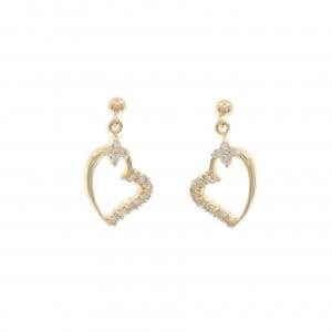 K18YG Heart x Flower Diamond Earrings 0.20CT